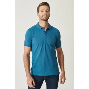 ALTINYILDIZ CLASSICS Erkek Havacı Mavi %100 Pamuk Kıvrılmaz Polo Yaka Slim Fit Dar Kesim Tişört