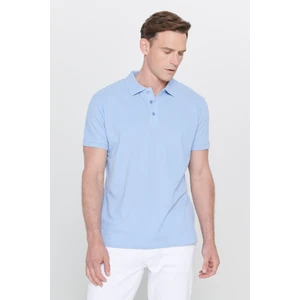 ALTINYILDIZ CLASSICS Erkek Açık Mavi %100 Pamuk Kıvrılmaz Polo Yaka Slim Fit Dar Kesim Tişört