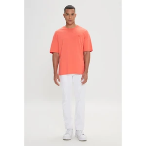 Altınyıldız Classics Erkek Mercan Loose Fit Bol Kesim %100 Pamuk Baskılı Bisiklet Yaka Tişört