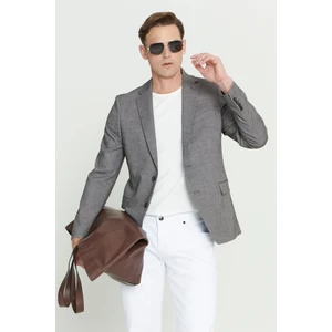 ALTINYILDIZ CLASSICS Erkek Kahverengi Slim Fit Dar Kesim Mono Yaka Desenli Blazer Ceket
