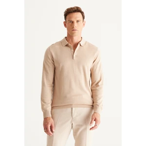 ALTINYILDIZ CLASSICS Altınyıldız Classics Polo Yaka Standart Bej Melanj Erkek Kazak 4A4924100059