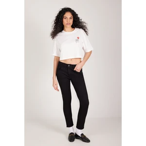 Altınyıldız Classics Oversize Fit Bol Kesim %100 Pamuk Baskılı Bisiklet Yaka Crop Tişört