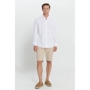 Altınyıldız Classics Comfort Fit Rahat Kesim Düğmeli Yaka Keten Gömlek