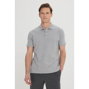 ALTINYILDIZ CLASSICS Erkek Gri Melanj %100 Pamuk Kıvrılmaz Polo Yaka Slim Fit Dar Kesim Tişört