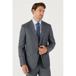 ALTINYILDIZ CLASSICS Erkek Antrasit Slim Fit Dar Kesim Mono Yaka Armürlü Klasik Takım Elbise