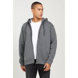 Altınyıldız Classics Erkek Antrasit-melanj Standart Fit Normal Kesim Kapüşonlu Fermuarlı Sweatshirt Ceket