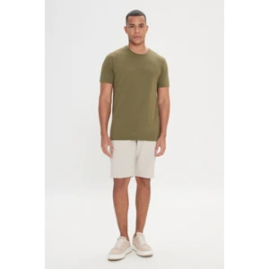 AC&Co / Altınyıldız Classics Erkek Haki Slim Fit Dar Kesim Modal Bisiklet Yaka Yumuşak Tuşeli Esnek Basic Tişört