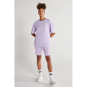 AC&Co / Altınyıldız Classics Unisex Lila Standart Fit Normal Kesim Pamuklu Cepli Esnek Örme Şort