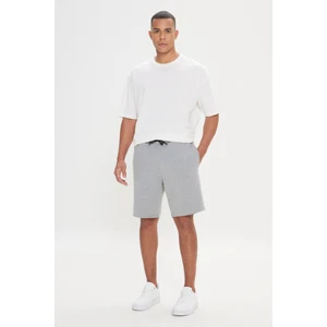AC&Co / Altınyıldız Classics Erkek Gri Melanj Standart Fit Normal Kesim Pamuklu Esnek Örme Şort