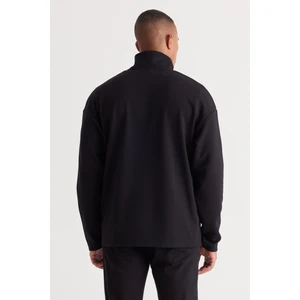 Altınyıldız Classics Erkek Siyah Loose Fit Dik Bato Yaka Içi Polarlı 3 Iplik Baskılı Sweatshirt