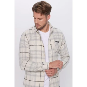Erkek Slim Fit Dar Kesim Oduncu Tek Cep Kareli Kışlık Gömlek