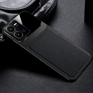 Vivo Y35 Kılıf Zebana Lens Deri Kılıf Siyah