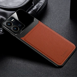 Vivo Y35 Kılıf Zebana Lens Deri Kılıf Kahverengi