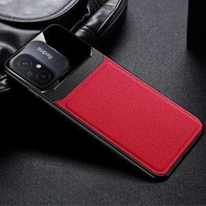 Xiaomi Redmi 12C Kılıf Zebana Lens Deri Kılıf Kırmızı