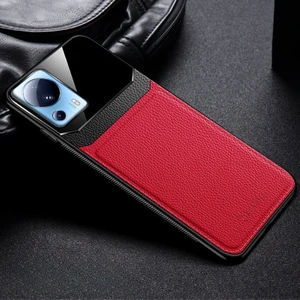 Xiaomi Mi 13 Lite Kılıf Zebana Lens Deri Kılıf Kırmızı