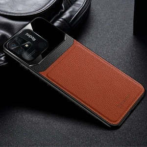 Xiaomi Redmi 10C Kılıf Zebana Lens Deri Kılıf Kahverengi