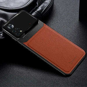 Xiaomi Poco X4 Pro 5g Kılıf Zebana Lens Deri Kılıf Kahverengi