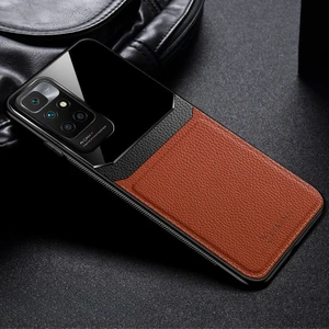 Xiaomi Redmi 10 Kılıf Zebana Lens Deri Kılıf Kahverengi