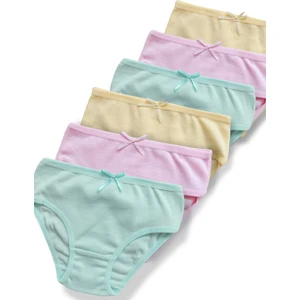 Giza Kids %100 Pamuklu Kız Çocuk Ribana Slip Külot İç Çamaşır 6lı Set