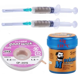 Goot Wick Mechnc Krem Lehim Sıvı Lehim Mechanc Solder Paste 42GR 138C Lehim Emme Temizleme Teli 2,0mm