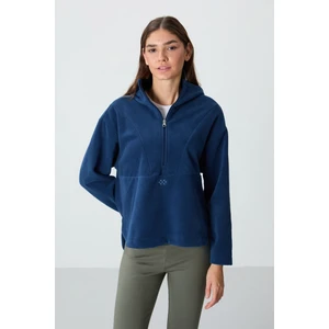 Tommy Life Parlament Kalın Yumuşak Dokulu Kapüşonlu Oversize Nakışlı Polar Kadın Sweatshirt -97286