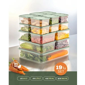 19LU Buzdolabı Düzenleyici Organizer Mikrodalgaya Uygun Difriz Saklama Kabı Mint