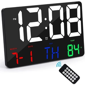 Dijital Duvar Saati Renkli Uzaktan Kumandalı Hd Led Ekran Tarih Gün Sıcaklık Alarm Usb Dekoratif