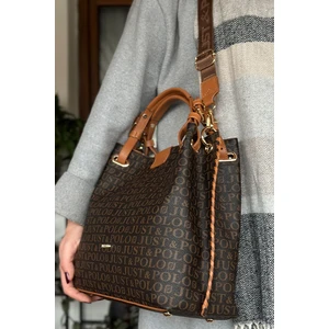 Just Polo Kadın Örgülü 4 Bölmeli Omuz Çantası ve El Çantası 2180-GD