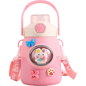 650ML Paslanmaz Çelik Taşınabilir Karikatür Çocuk Içme Suyu Şişesi Pipetli Su Şişesi Termos Bardak Açık Içme Suyu Şişesi Okul Şişesi (Yurt Dışından)