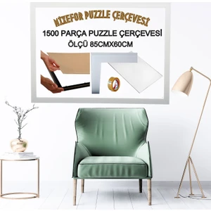 1500 Parça Puzzle Çerçevesi  Ölçü 85 x 60 cm Renk Beyaz   Arka Destek Mdf -Ön Yüzey Kırılmaz Parlama Yapmayan Pleksi