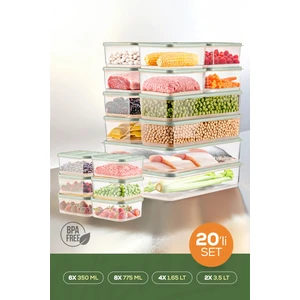 20LI Buzdolabı Düzenleyici Organizer Mikrodalgaya Uygun Difriz Saklama Kabı Mint