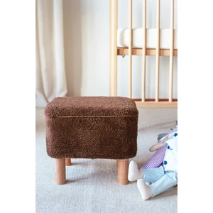 Yıkanabilir Kılıflı Tabure Bebek Çocuk Oyun Koltuğu Sandalye Ahşap Ayaklı Puf Teddy Kahve