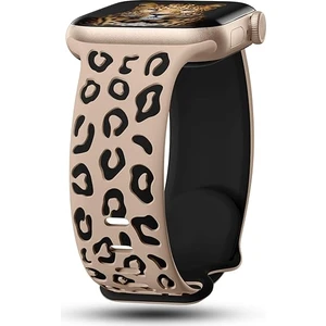 Apple Watch 10 42mm - 38/40/41mm Kordon Leopar Desen Yumuşak Silikon Kordon 2/3/4/5/6/se/7/8/9
