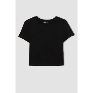 Coool Fitted Bisiklet Yaka Ribana Basic Düz Kısa Kollu Tişört T9631AZ24AU