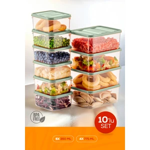 10LU Buzdolabı Düzenleyici Organizer Mikrodalgaya Uygun Difriz Saklama Kabı Mint
