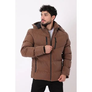 Stil Kombin Çift Göğüs Fermuarlı Karbon Deri Şişme Mont Pldp 2986_50406