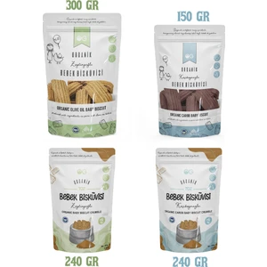 OG natural 4'lü Organik Keçiboynuzlu Ve Zeytinyağlı Bebek Bisküvisi Ve Bisküvi Tozu Seti +6 Ay