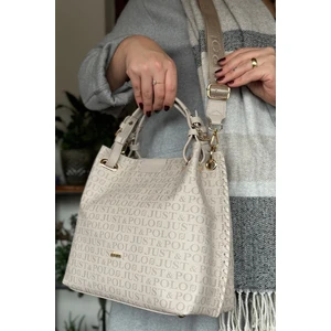 Just Polo Kadın Örgülü 4 Bölmeli Omuz Çantası ve El Çantası 2180-GD