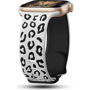 Apple Watch 44/45/46/49mm Kordon Leopar Desen Yumuşak Silikon Kordon 2/3/4/5/6/se/7/8/9/10/11/ultra