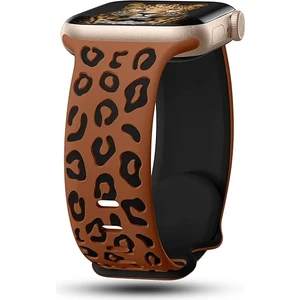 Apple Watch 44/45/46/49mm Kordon Leopar Desen Yumuşak Silikon Kordon 2/3/4/5/6/se/7/8/9/10/11/ultra