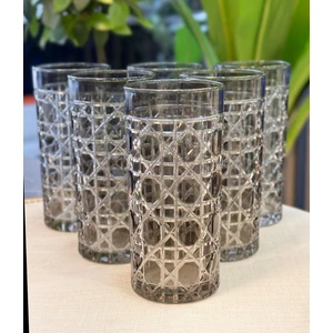 6'lı Petek Desen Kahve Yanı Meşrubat Bardak 250CC Füme