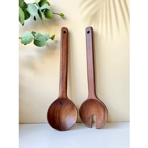 Doğal Akasya Ağacı Salata Servis Kaşığı Seti - 2 Parça