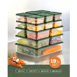 19LU Buzdolabı Düzenleyici Organizer Mikrodalgaya Uygun Difriz Saklama Kabı Yeşil