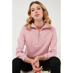 Regular Fit Fermuarlı Yaka Önü Kısa Arkası Uzun Sweat Bayan Sweat 5865876