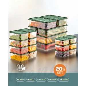 20LI Buzdolabı Düzenleyici Organizer Mikrodalgaya Uygun Difriz Saklama Kabı Yeşil