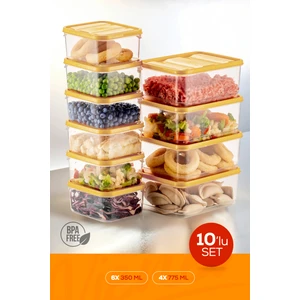 10LU Buzdolabı Düzenleyici Organizer Mikrodalgaya Uygun Difriz Saklama Kabı Sarı