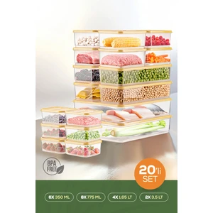 20LI Buzdolabı Düzenleyici Organizer Mikrodalgaya Uygun Difriz Saklama Kabı Sarı