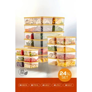 24LÜ Buzdolabı Düzenleyici Organizer Mikrodalgaya Uygun Difriz Saklama Kabı Sarı