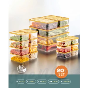 20LI Buzdolabı Düzenleyici Organizer Mikrodalgaya Uygun Difriz Saklama Kabı Sarı