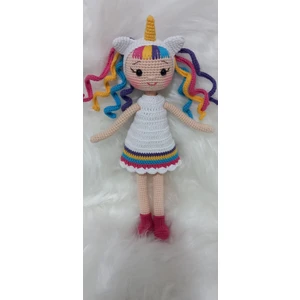 Unicorn Kız Amigurumi Örgü Oyuncak